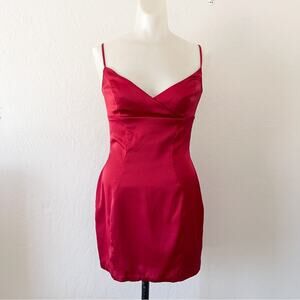 Oh Polly Red Mini Satin Dress Cocktail